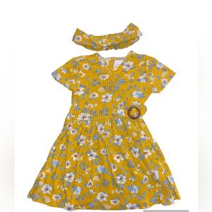 Little Lass Yellow Floral Dress with Headband 24m